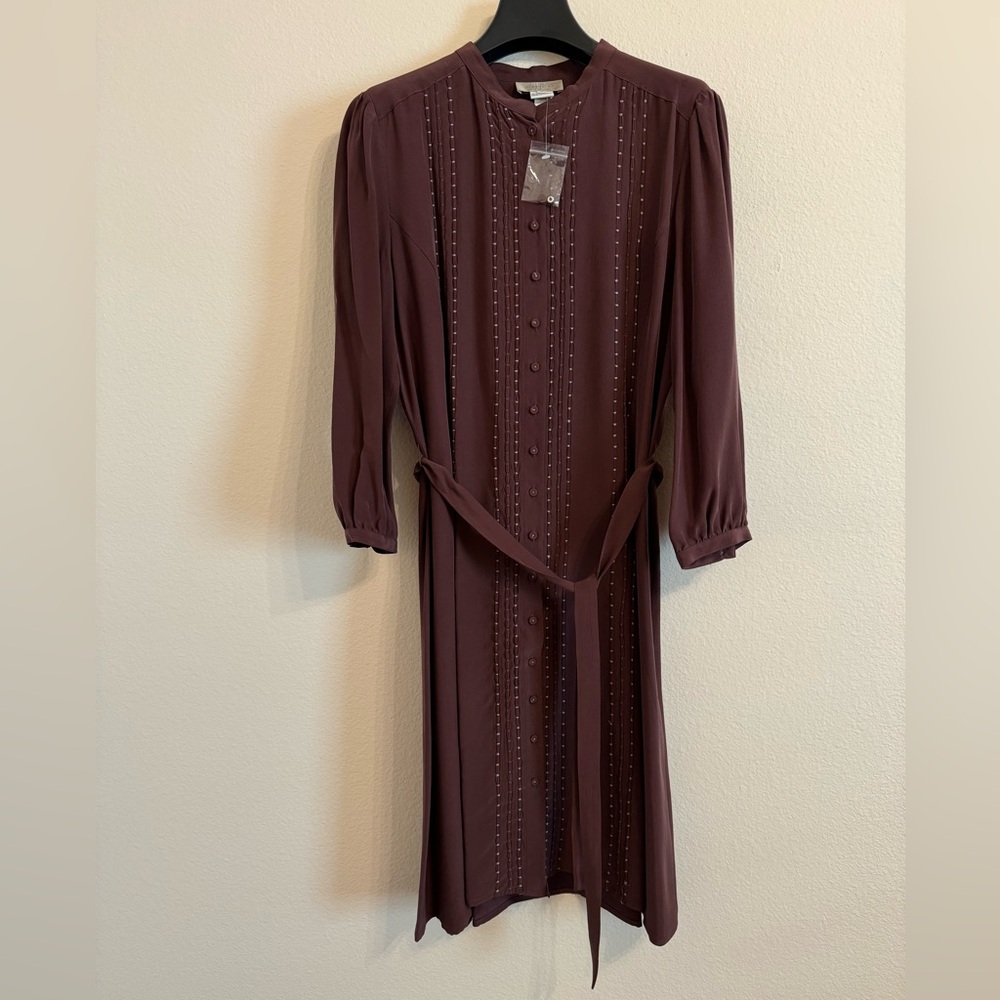 The Territory Ahead Plum Button-Front Long-Sleeve Dress